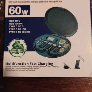 All-in-One 60W Fast Charging Cable Set w/ Storage Case & Multiple Adapters: